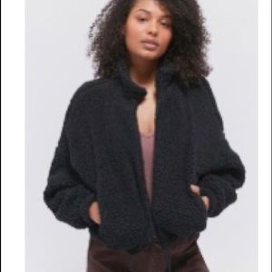 NWOT UO Black Drawstring Teddy Jacket